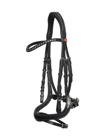 Kieffer Ilona Snaffle Bridle, black & white Swarovski® Crystals