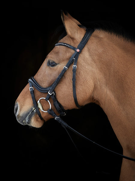 Kieffer Ilona Snaffle Bridle, black & white Swarovski® Crystals
