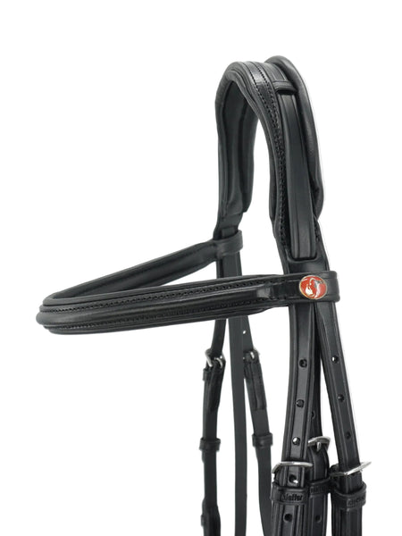 Kieffer Perseus Snaffle Bridle Flash, raised leather browband