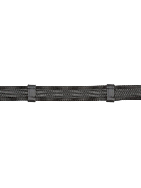 Kieffer Rubber Woven Snaffle Reins, Black + Chrome Full